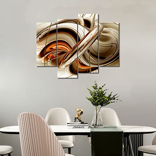 First Wall Art - Abstract Orange Brown White Lines Wall Art Painting The Picture Print On Canvas Abstract Pictures For Home Decor Decoration Gift #TOP5