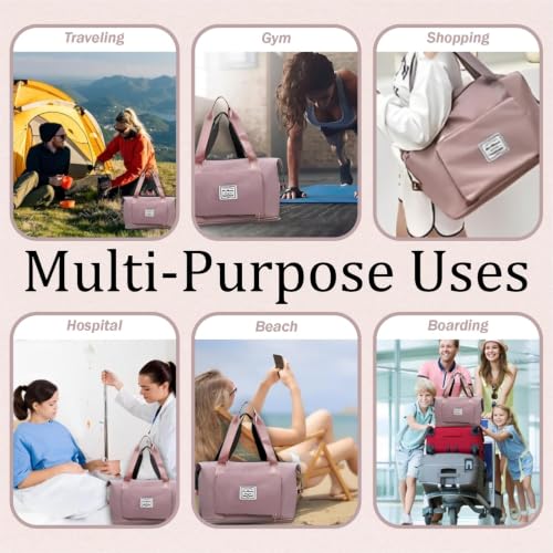 Image of JD Fresh 41 Liter Foldable Travel Bags for Women /Nylon Duffle Bags /Expandable Vanity Travelling Luggage Handbags /Waterproof & Lightweight Shopping Bag for Personal Items (Pink)