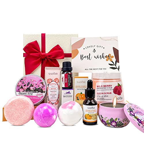 Verwöhn-Geschenke für Frauen, Geburtstag, selbstpflegendes Muttertagsgeschenk, Korb zum Schlafen und Entspannen, Bade-Geschenk-Set für Mutter, Spa-Geschenkset mit Badebombe, Weinbecher, Schlafmaske