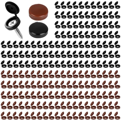 200 Pcs Plastic Hinged Screw Covers, Durable Snap Washer Caps with Flip Tops for Secure Protection of Screws in Home, Office and Industrial Applications