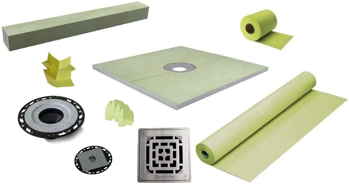 Waterproof Shower Kit 72" x 72"with 2” ABS Drain Kit and Polished AISI 304 Finish - 4" Grid (STC-SDKABS98IL)