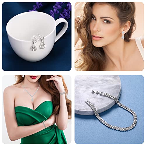Conjunto de joyería nupcial Yolev con collar pulsera y pendientes de cristal 5