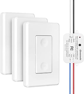 DEWENWILS Wireless Wall Light Switch Kit, 10A/1200W, No WiFi Needed Remote Control Switch for Small Appliance, Lamps, Lighting Fixture, No in-Wall Wiring, Long RF Range, 3 Pack Switches+1 Receiver