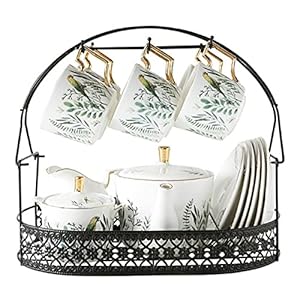 Tea Set Coffee Cup Saucer Set Porcelain Tea Cup Set, Coffee Cup Saucer Set China Tea Cup with Display Stand