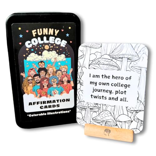 Funny College Affirmation Cards and Coloring Kit – Motivational Gifts for Students, Bonus Audio Affirmations & More - For People Chasing their Dreams