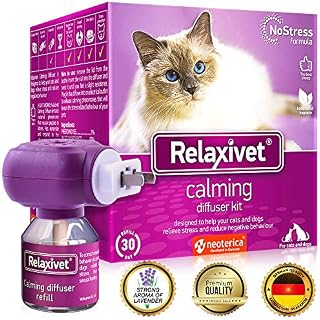 Relaxivet Cat Calming Pheromone Diffuser - Improved No-Stress Formula - Anti-Anxiety Calm Treatment