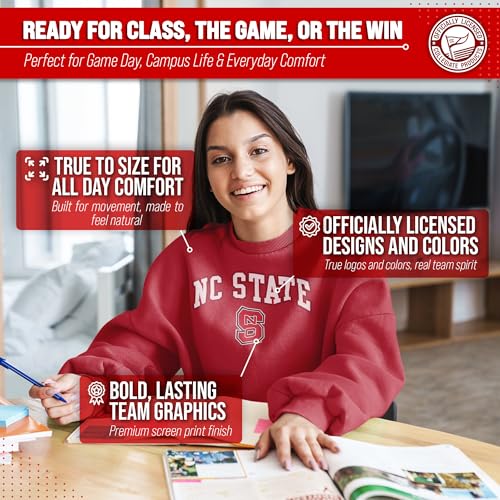 Image of NCAA College Sweatshirt Fleece Crewneck Pullover for Men and Women | Officially licensed NCAA college gameday crewneck pullover - 9 oz fleece lined sweatshirt with arch and logo design