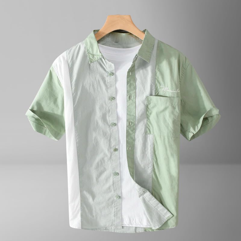 Chemise d'été manches courtes homme patchwork : style sans étouffer