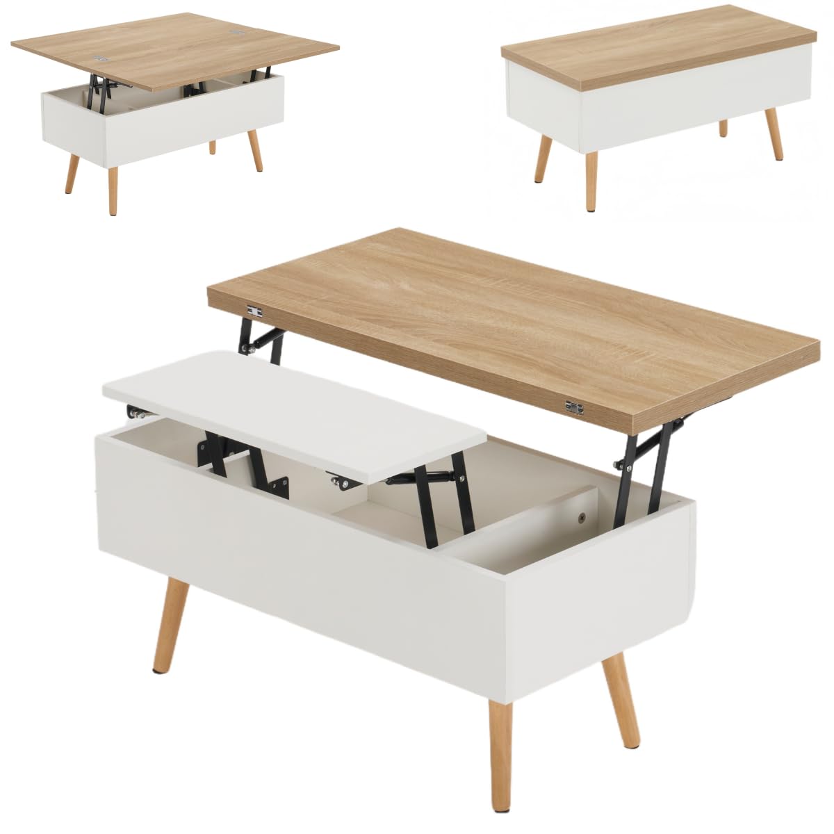 Amazon｜センターテーブル ローテーブル 幅80cm 昇降式テーブル 油圧