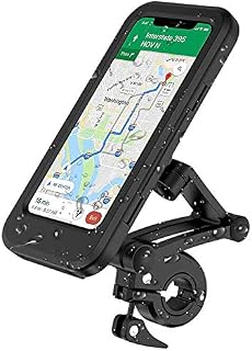 Bicycle Phone Holder Waterproof Motorbike Phone Holder Handlebar Bag with Touch Screen 360° Rotation Adjustable Motorcycle Bike Handlebar Phone Mount for IPhone Samsung Huawei & All 4-6.8" Phone