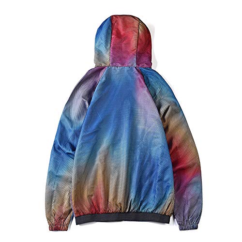 MISWSU Jaqueta esportiva com capuz e zíper estampada corta-vento masculina e feminina, manga comprid