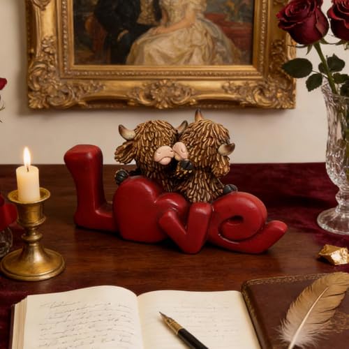 Figurine de vache de la Saint-Valentin couple amoureux en résine pour table