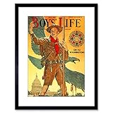 9x7 '' Comic Boys Life Scout Eagle White House Jamboree Framed Art Print F97X259