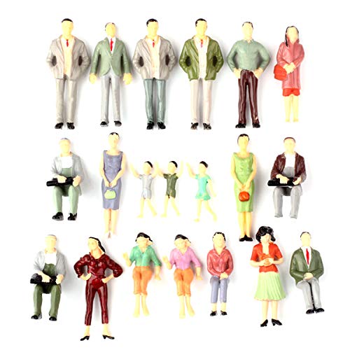 Iceyon 20pcs G Scale Model People Painted Passenger Figures Train Architectural Diorama Miniature Scenery Layout (Mixed Poses 1:25)