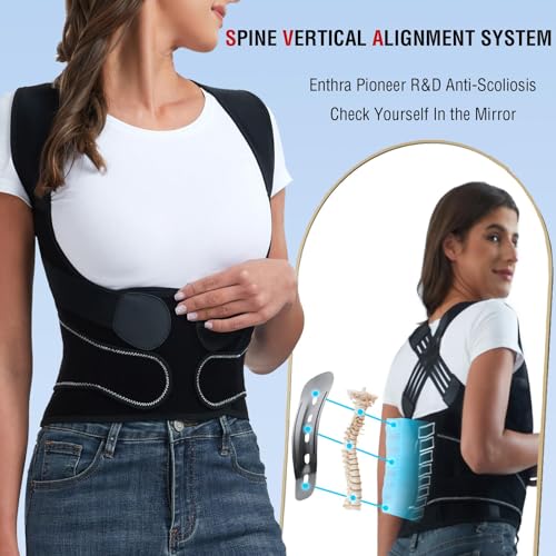 Image of Back Brace Posture Corrector for Women and Men with Spine Vertical Alignment System, Lower Back Pain Relief, Back Straighter Instant Posture Corrector - Scoliosis (Black, X-Large)