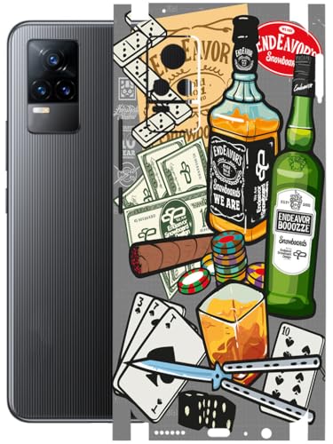 Image of AtOdds - Full Body Back Screen Guard Protector Film - Lamination Wrap Skin Sticker Compatible with VIVO Y73 | Scratchproof Matte Finish (Wine Graffiti)
