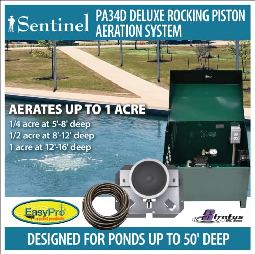 Easypro Pa34D Sentinel Deluxe Pond Aeration System/Complete Pa34W System With Cabinet / 1/4 Hp Kit With Qs1 Single Diffuser / 100' Quick Sink Tubing / 115 Volts #TOP1