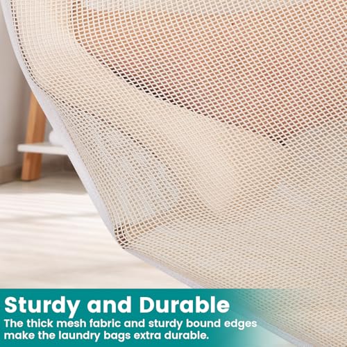 Dntorx 6Pcs Durable Cotton Mesh Laundry Bags for Delicates, 12×16in+16*20in+20*24in Breathable Laundry Mesh Wash Bags with Sturdy Zipper for Delicates, Clothes, Pants, Underwear, Bra, Socks (M+L+XL) - Thumbnail 7