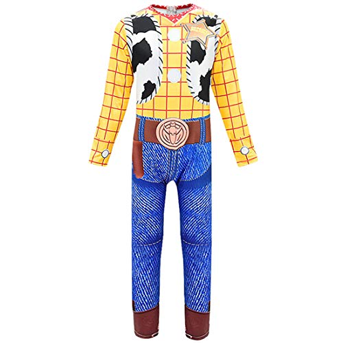 Lito Angels Deguisement Combinaison Woody Enfant Garcon, Anniversaire Fete Carnaval Cowgirl Costume Vetement, Taille 5-6 ans, Manche Longue