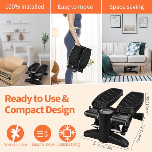Mini Stepper for Exercise at Home,HLC Hydraulic Stepper with Resistance Bands,Stair Steppers with Max 330LBS Load Capacity, Fitness Stepper with LCD Monitor (Upgrade Extra Large Pedal) - Image 3