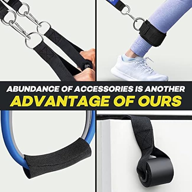Heavy Resistance Bands for Working Out, NITEEN Resistance Bands with Handles Weight Exercise Bands for Men Women, Workout Bands with Door Anchor and Ankle Straps Strength Training Equipment