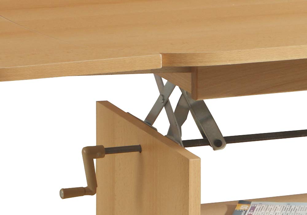 Hela Tische, Babsi - Mesa Auxiliar (Material Compuesto de Madera, Revestimiento de Melamina, Diseño de Haya, Altura Regulable 53-63 cm, Extensible 107-157 cm, con Ruedas)