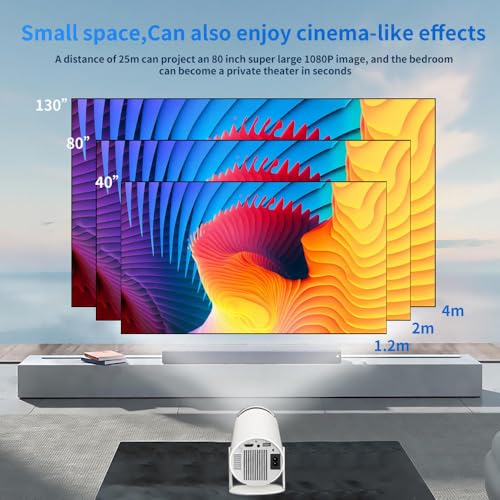 Image of RECTITUDE Smart Mini Projectors with WiFi 6 and Bluetooth, 4K 1080P Support Portable Projector 180 Rotatable 130'' Screen Movie Projector Auto Keystone Compatible for Laptop (Game Projectors)