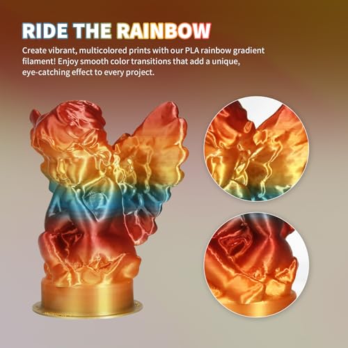 Image of OVERTURE Rainbow PLA Filament 1.75mm, Neatly Wound 3D Printer Filament 1kg Spool (2.2lbs), Dimensional Accuracy + /- 0.02 mm, Fit Most FDM 3D Printers (Radiant Rainbow)