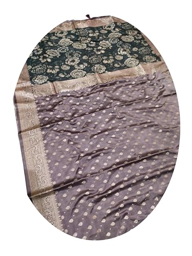 ASIAN CURVES Soft Pure Banarasi katan Satin Silk saree with Unstitched blouse piece (Dusty-pink)
