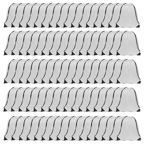 GoodToU Drawstring Bags - Nylon Gym & Travel Drawstring Backpack (White, 80Pcs)