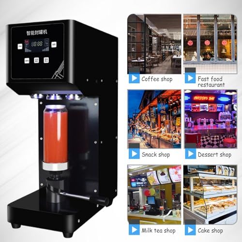 415W Commercial Soda Can Sealer Machine with Adjustable Height, LCD Counter, Seals 2.2" Diameter Aluminum, Tin Cans - 220V, Perfect for Beverage Production