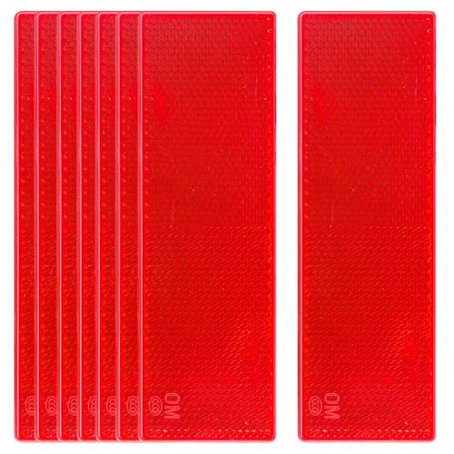 APOMOONS 8 Piezas Catarifrangente Rectangulares,Catarifrangenti Autoadhesivos Rojos, Reflectores Autoadhesivos, Reflectores para Coches Postes de Puertas Vallas Camiones Caravanas 14,7 X 4,7 CM (Rojo)