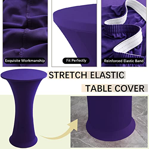 Image of Cocktail Table Covers - 2 Pack 24 inchx43 inch Fitted Highboy Table Cloth - Purple
