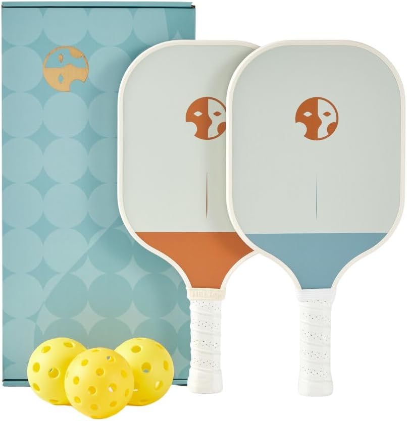 HELIOS Beginner Pickleball Paddle Set of 2 | Includes Rust & Misty Paddles | Particle-Printed Carbon Fiber with 13mm Reactive Core | 8oz, Ideal for Beginners | USAP Approved