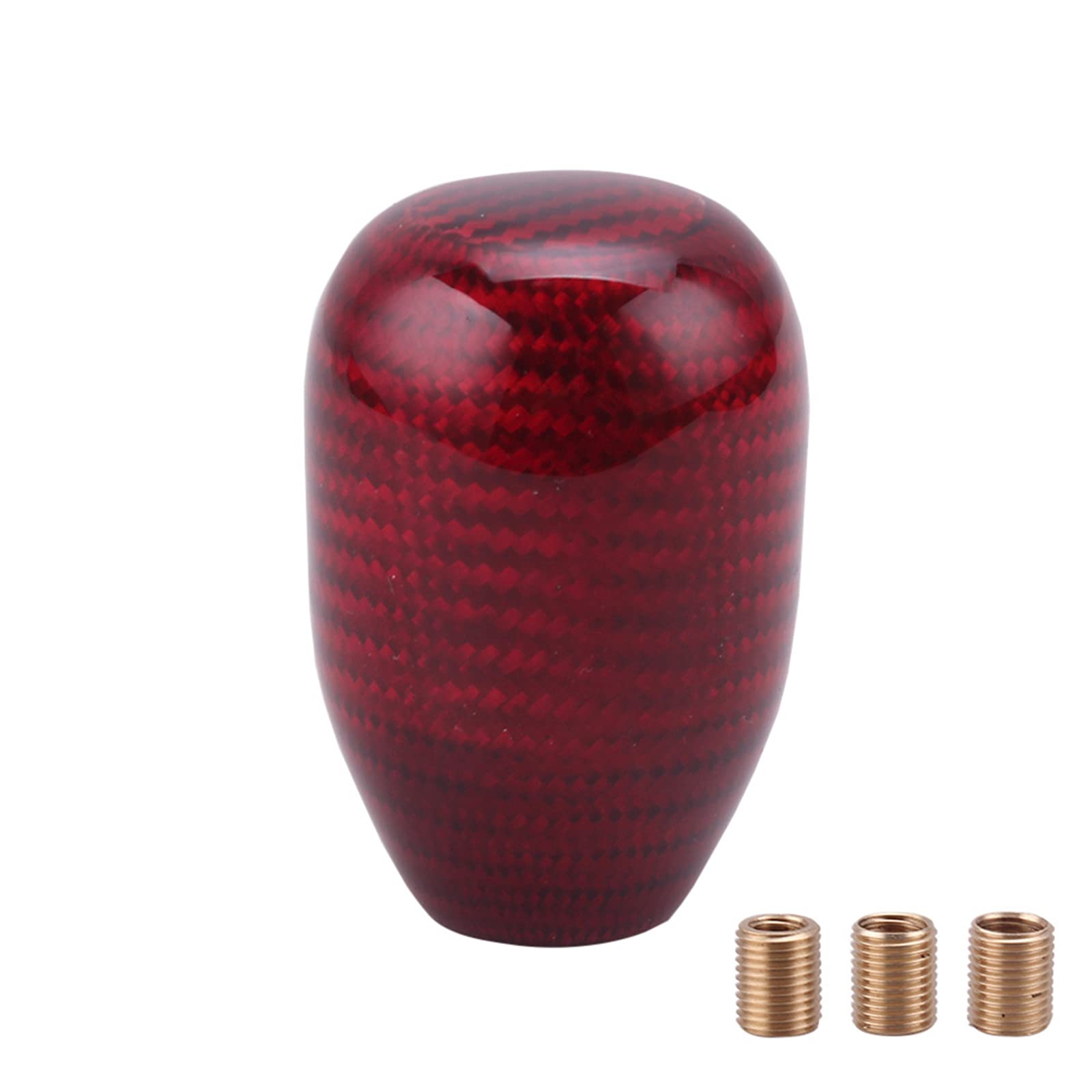 muge racing Carbon Fiber Shift Knob Gear Shifter Knobs with 3 Adapter Most Car Decorations Classic- Red