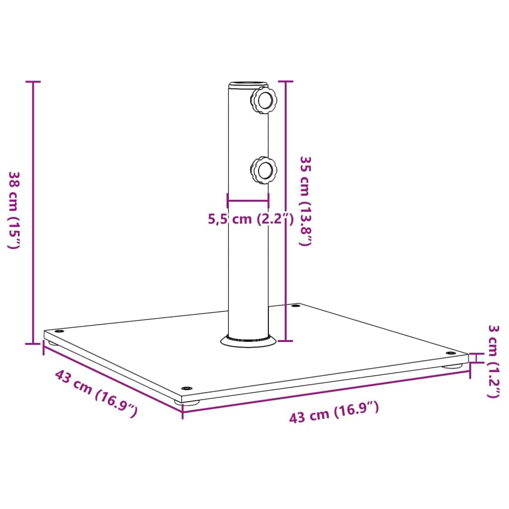 vidaXL Base de Parasol pour mâts Ø32/38/48 mm 17 kg carré