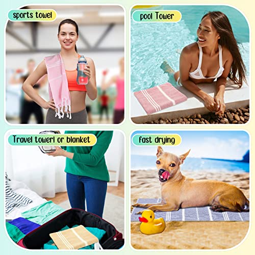 Preboun 20 Pack Turkish Beach Towels, Cotton Turkish Bath Towels Beach Towels Lightweight Quick Dry Turkish Hand Towels Multi Color Turkish Towel For Face, Hair, Gym, Yoga, Tea, Kitchen 16 X 40 Inch #TOP5