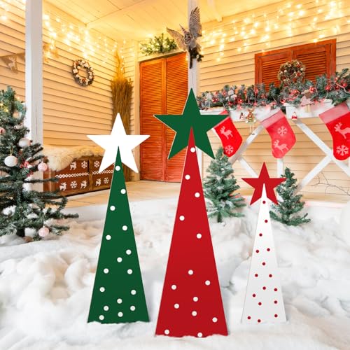 Threehoney 3 Pcs Christmas Tree Porch Signs 36,30,22 Inches Christmas Plastic Board Standing Porch Decor Xmas Welcome Board Signs for Front Door Outdoor Home Yard Standing Holiday Outside Decoration - Image 7