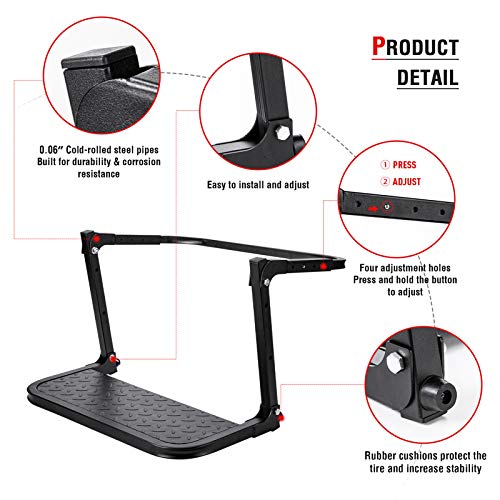 Image of AA Products Universal Tire Steps for Pickup Truck, SUV and RVs Adjustable Tire Mounted Auto Step Fits Any Tire from 9' to 13', Rated up to 300 lbs