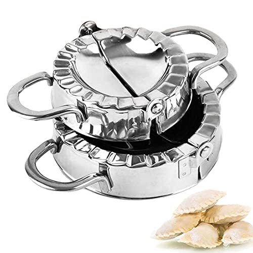 Ravioli Dumpling Maker Set, 2 Pieces Dough Mold Dumpling Press Set,Stainless Steel Empanada Press for Cooking Pierogi Wonton Wrappers,2 Different Sizes Mini Pie Maker(Small 3 inch,Large 3.75 inch)