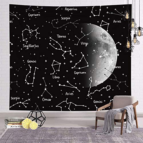 asdas Wandteppich, Mandala, Impressionskunst Indien, 3D-Druck, schwarzes Sternbild aus Polyester, Ozean-Dekoration, Wellen-Picknickdecke, Schlafsaal, Wohnzimmer, Schlafzimmer