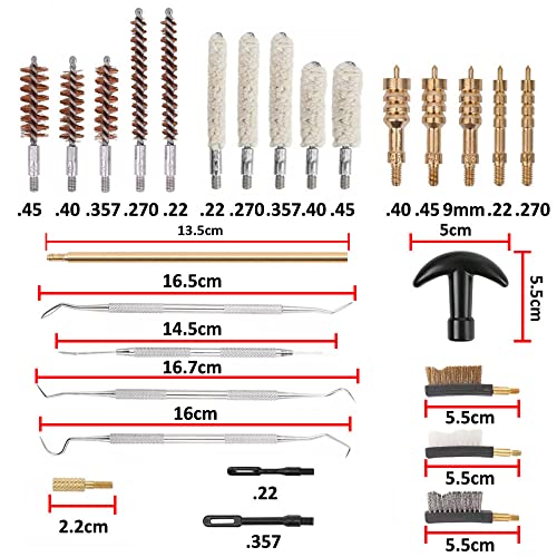 MOCNT 29Pcs Gun Cleaning Kit Clean Mops Brushes Gun Barrel Brush Tool Universal Brass Jag Adapter for Rifle Airsoft Pistol Handgun for .22/.357/.38/9mm/.40/.45 Cal - Image 3