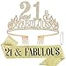 FASOTY 21th Birthday Decorations for Her 21,21th Birthday Sash 21,21th Birthday Gifts for Her 21 year old,21th Birthday Crown 21,21th Birthday Tiara 21,Birthday Crowns for Women 21 and Fabulous