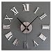 Elegant Modern Frameless Large 3D DIY Wall Clock Kit Decoration Home for Living Room Bedroom (Silver)