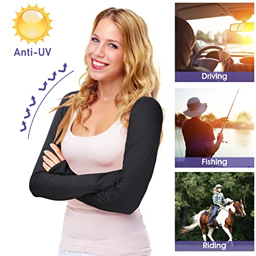 Yolev 2 Stück UV-Schutz Bolero Damen Sonnenschutz Schal Armstulpen Eisseide Kühlschal Armmanschetten mit Fingerlöchern Fingerlose Handschuhe Ärmel