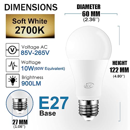 iLC Colour Changing LED Light Bulb E27 8W RGBW Controlled by APP, Sync to Music, Dimmable Multi-Color 60 Watt Equivalent (2 Pack) - Image 3