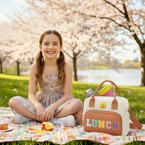 RLGPBON Lunch Bag for Girls Lunch Box Large Kids Cute Lunch Bag Reusable Lunch Tote Bag for School Travel Picnic — view 6