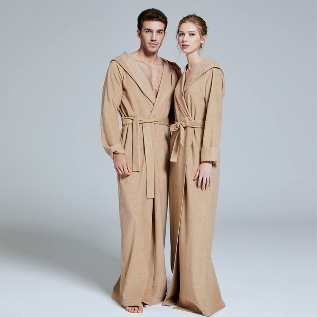 MTFBQ Accappatoi con Cappuccio per Uomo Peluche Caldo Accappatoio in Pile Lunghe Camicie da Notte per Le Donne più Il Formato Super Morbido Sexy Coppia Pigiama Comodo per La Primavera Inverno