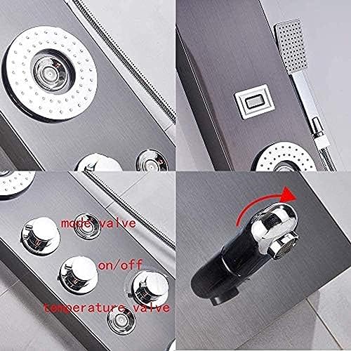 Panel de ducha negro LED de acero inoxidable con 3 manijas y 5 funciones miniatura 7