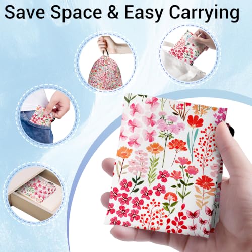Image of Pink Floral Gymnastics Grip Bag Small Portable Drawstring Storage Pouch Bag for Gym